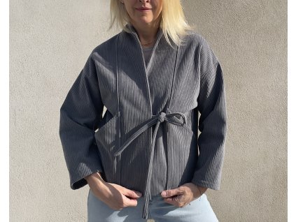 Manšestrový kabátek šedý