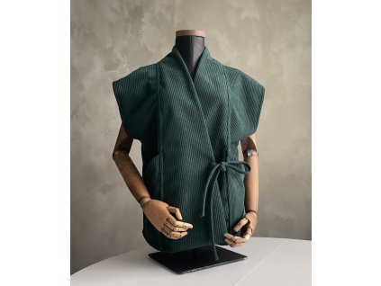 Manšestrová vesta zelená