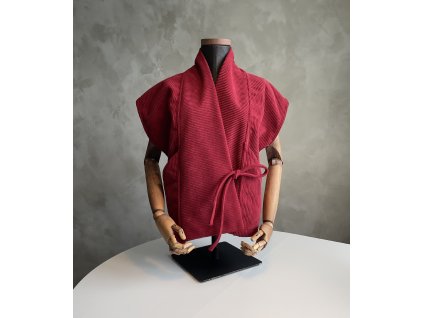 Manšestrová vesta vínová