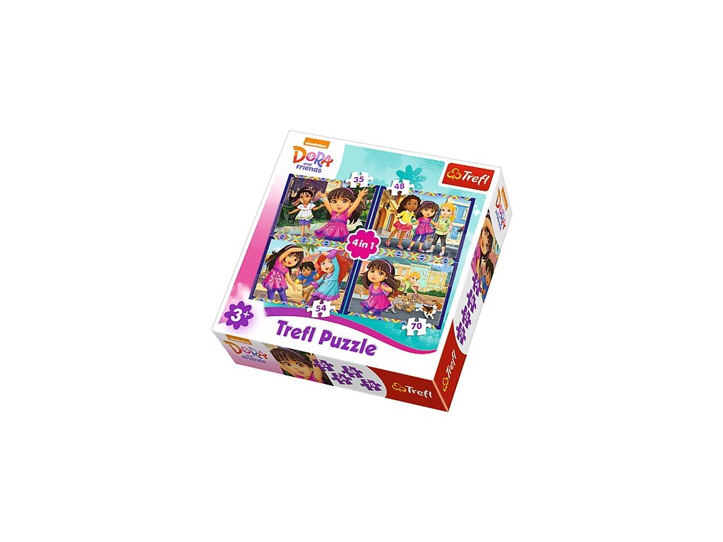 Trefl puzzle Dora a priatelia 4v1 sada
