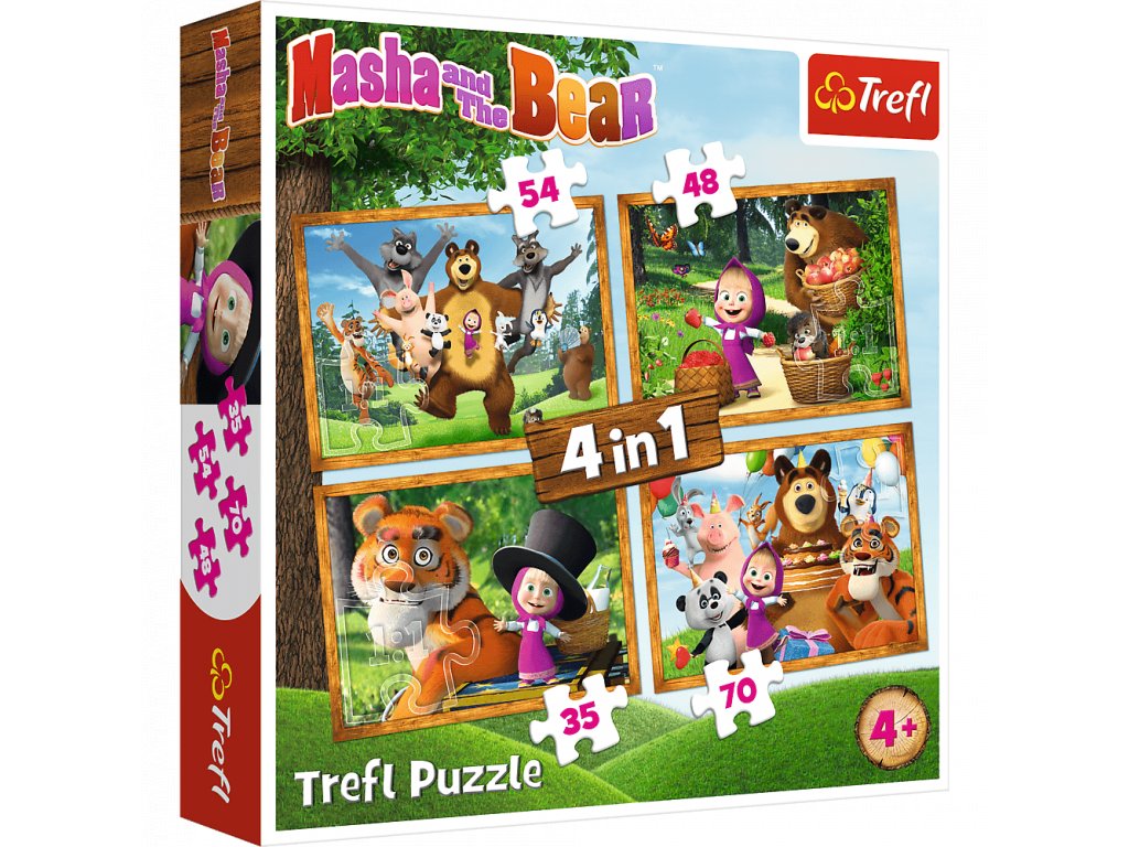 Trefl puzzle Máša a medveď 4v1 sada