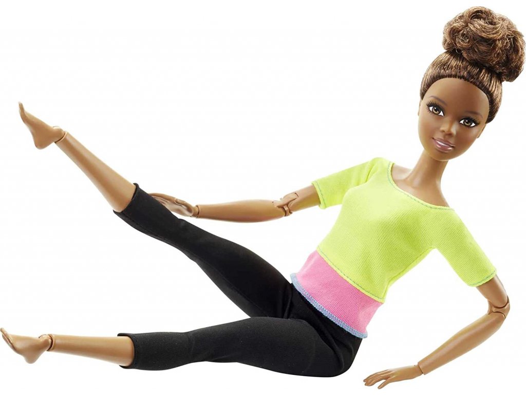 Bábika Barbie v pohybe - Hnedovláska s drdolom DHL 83