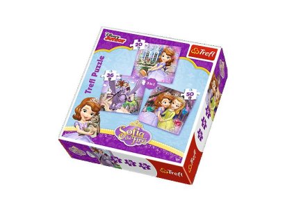 Trefl detské puzzle Sofia Prvá a priatelia 3v1 sada 20+36+50 dielikov