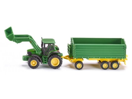 Siku 1843 John Deere s nakladačom a prívesom 1:87