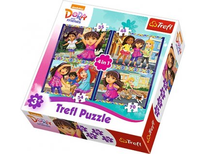 Trefl puzzle Dora a priatelia 4v1 sada
