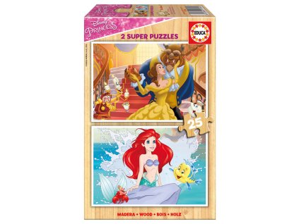 Educa drevené puzzle - Princezné 2 x 25 dielikov