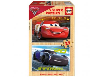 Educa drevené puzzle - Cars 2 x 25 dielikov