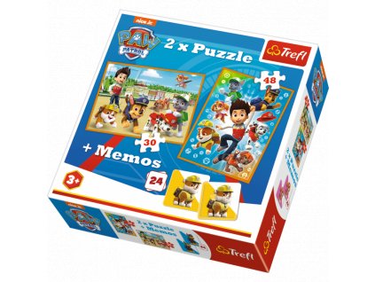 Trefl detské puzzle Paw Patrol 2x puzzle + memo