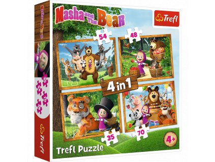 Trefl puzzle Máša a medveď 4v1 sada