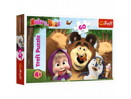 Trefl puzzle Zábava s Mášou a Medveďom 60 dielikov