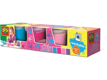 SES Creative - Prstové farby dievčenský set 4 x 145 ml