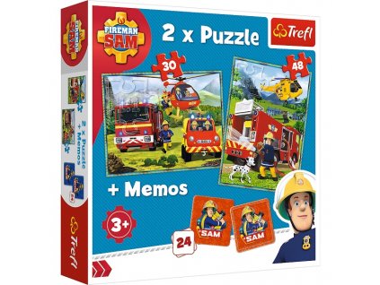 Trefl detské puzzle Požiarnik Sam 2x puzzle + memo