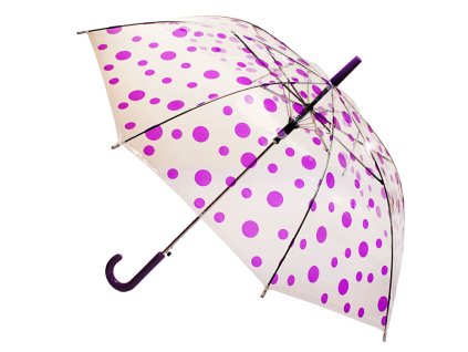 Transparentný detský dáždnik bodky - fialový 91 cm
