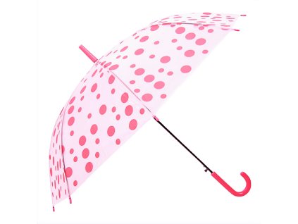 Transparentný detský dáždnik bodky - ružový 91 cm