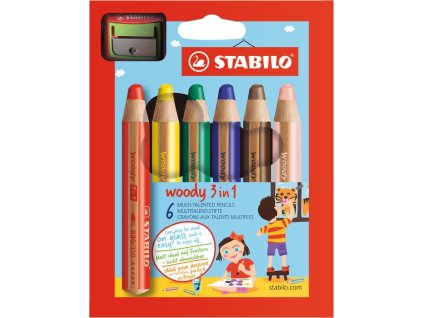 Stabilo Woody 3 v 1 6 ks sada so stúhadlom