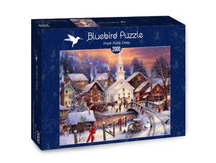 Bluebird puzzle Zasnežená dedinka 2000 dielikov