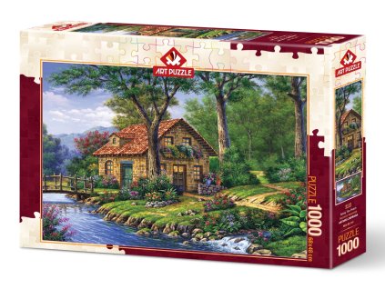 Art puzzle Domček pri rieke 1000 dielikov