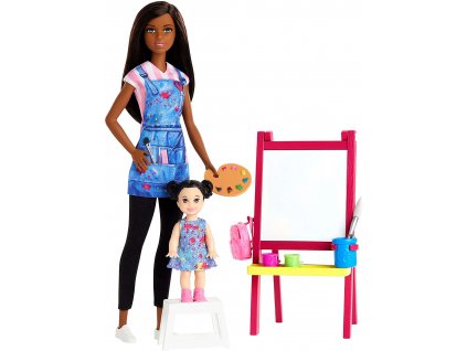 Bábika Barbie Povolania - Učiteľka maľovania (tmavovláska)