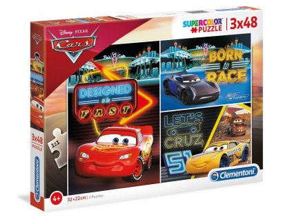 Clementoni puzzle Cars 3 sada 3 x 48 dielikov