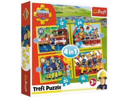 Trefl puzzle Požiarnik Sam sada 4v1 (12, 15, 20, 24 dielikov)