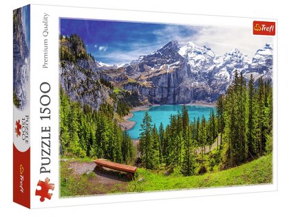 Trefl puzzle Jazero Oeschinen, Švajčiarsko 1500 dielikov