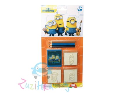 Multiprint Set pečiatok Mimoni + 3 farbičky (7 kusov)