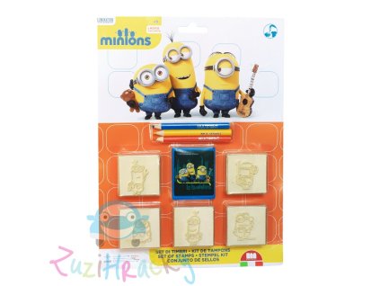 Multiprint Set pečiatok Mimoni + 3 farbičky (9 kusov)