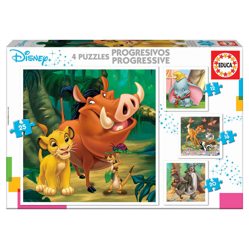 Educa Progressive Puzzle Disney zvieratká 4v1