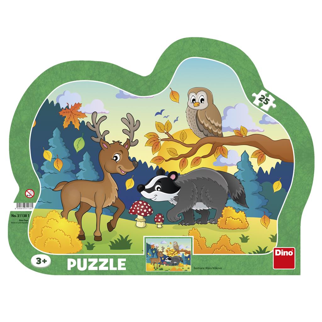 Dino Toys Dino puzzle Lesné zvieratká 25 dielikov - kontúra