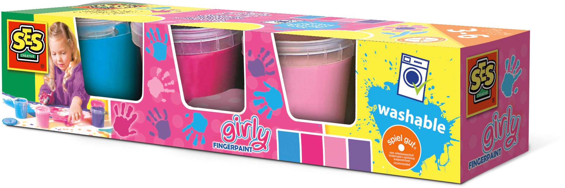 SES Creative - Prstové farby dievčenský set 4 x 145 ml