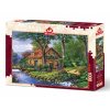 Art puzzle Domček pri rieke 1000 dielikov