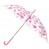 Transparentný detský dáždnik srdcia 5081 - ružový 91 cm