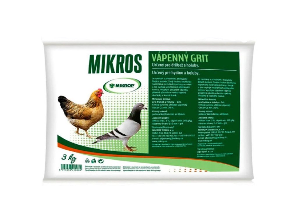 Vápenný grit pro drůbež a holuby 3kg