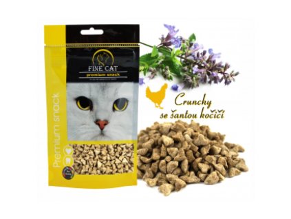 Fine cat drůbeží Crunchy se šantou kočičí 80g