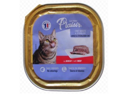 Plaisir 100g hovězí i pro kastrované kočky vanička cat
