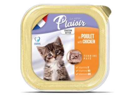 Plaisir cat 100g kuřecí maso a mléko vanička kitten