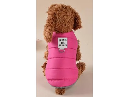 zimní bunda pro psy s kožíškem - růžová