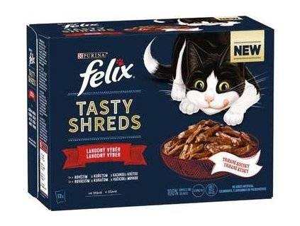 Felix Tasty Shreds lahodný výběr ve šťávě 12 × 80 g