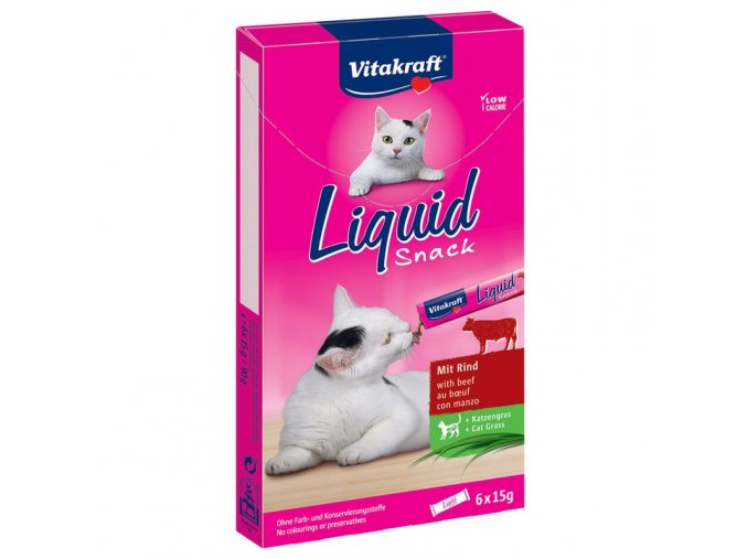 Cat Liquid Snack hovězí a inulin 6 x 15 g