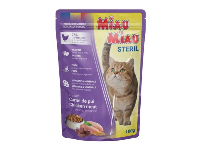Miau Miau Cat Sterilised kuřecí, kapsa 100 g
