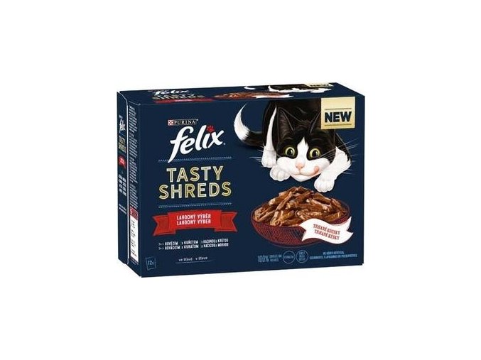 Felix Tasty Shreds lahodný výběr ve šťávě 12 × 80 g