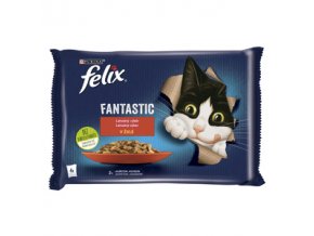 Felix fantastic s kuřetem a hovězím v želé 4 x 85g Nové