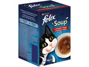 Soup pro kočky lahodný výběr s hovězím, s kuřetem, s jehněčím 6 x 48g, 288 g