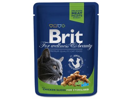 BRIT Premium Cat Pouches kuřecí kousky pro kastrované 100g