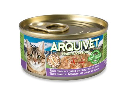 white tuna and crab stick in sauce 80 gr wet food cans for cats
