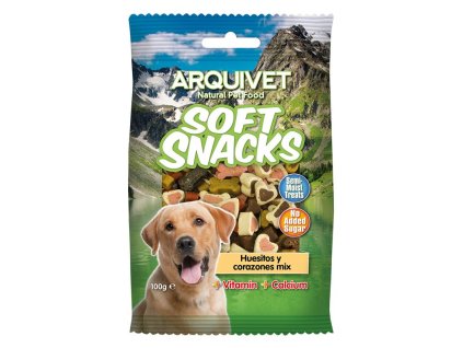 pack 14 units soft snacks bones and hearts mix 100 g dog treats