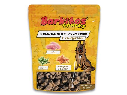 BARKITOS SNACKS Polovlhká pochúťka pre psov s morčacím mäsom 150g