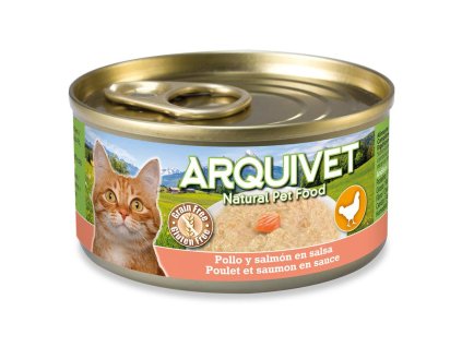 ARQUIVET kuracia konzerva v omáčke s lososom pre mačky 80g