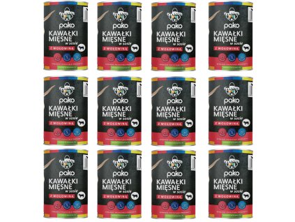 PAKO mokré krmivo pre psov kúsky v omáčke hovädzie mäso 12x415g