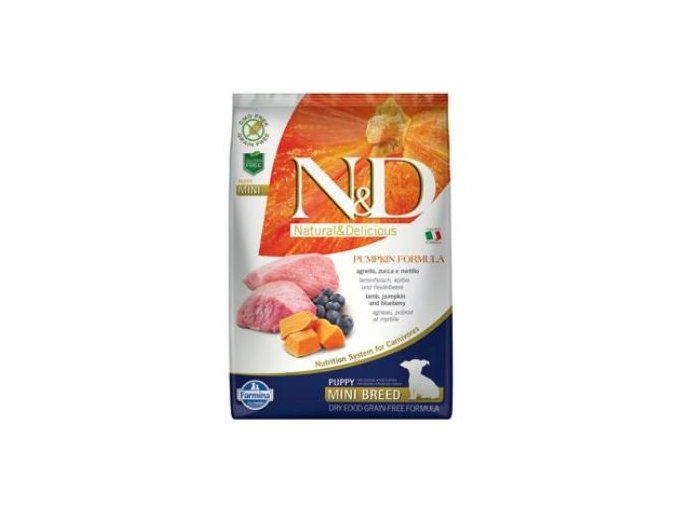 N&D GF Pumpkin DOG Puppy Mini Lamb & Blueberry 2,5kg